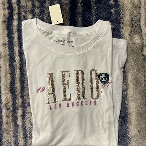 Aeropostale White Tee with Gold and Pink Accents